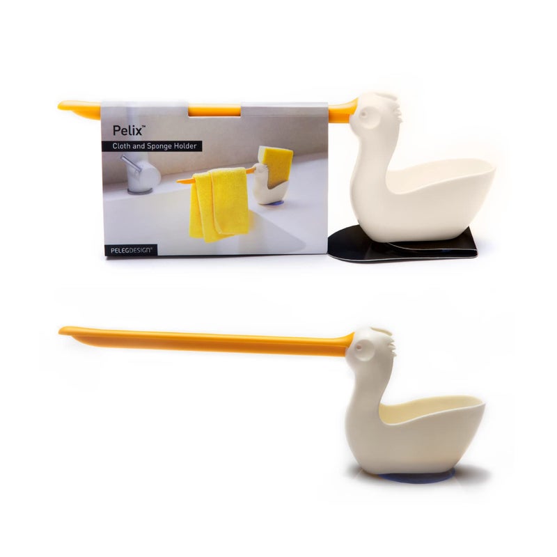 PELEG DESIGN Pelix Plastic Sponge and Cloth Holder for Kitchen Sink Caddy with Suction Cup, 2 in 1 Dish Kitchen Organizer and Decor, Fits All Dish Scrubber, Sponge and Cloth Standard Size - Image 1